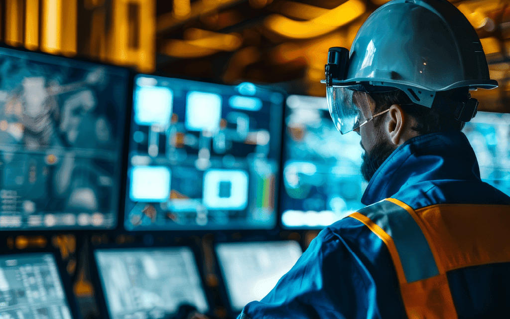 Person sat in mine control room